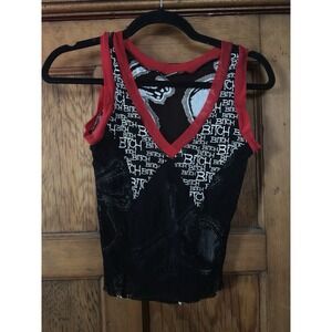 Vintage Lip Service B*tch Women's Black Skull Mesh Top Goth Punk Y2K S USA